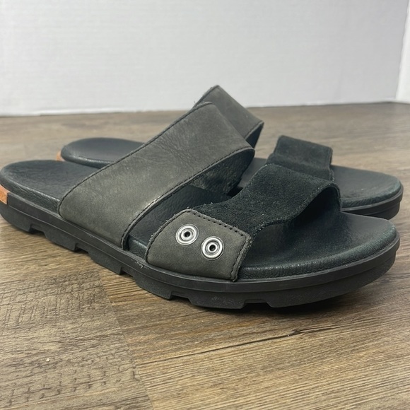 Sorel Women’s Torpeda Slide II Black Leather and SuedeSlip On Sandal,  7.5 - Picture 2 of 10
